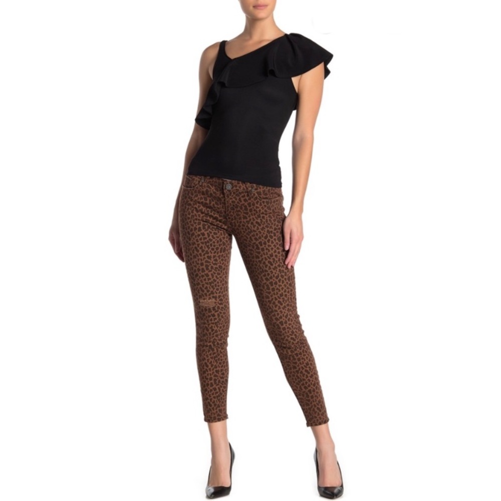 KUT Donna High Rise Ankle Skinny Leopard Jeans